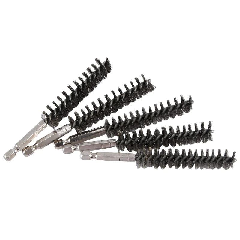 HOT! 6X Stainless Steel Bore Brush Wire Brush For Power Drill Cleaning Wire Brush Stainless Steel Brush With Hex Shank Handle
