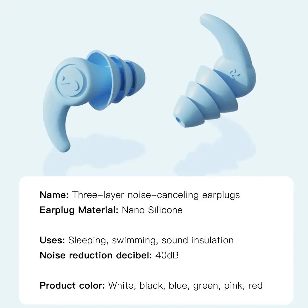 Силиконовые затычки для ушей с защитой от шума, многоразовые затычки для ушей с шумоподавлением, водонепроницаемые затычки для ушей для плавания, мягкие затычки для ушей с блокировкой звука