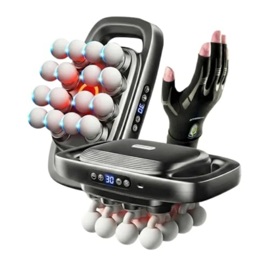 

Arthritis relief gloves with 16-head massage gun for full-body use silicone material black 30 speeds and 3 modes for targeted m