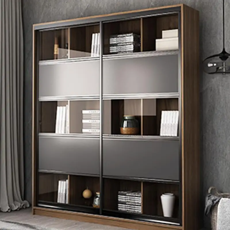 Sliding Door Bookcase Simple Modern Glass Bookcase Shelf Decoration Floor Study Cabinet Small Apartment Living Room Furniture