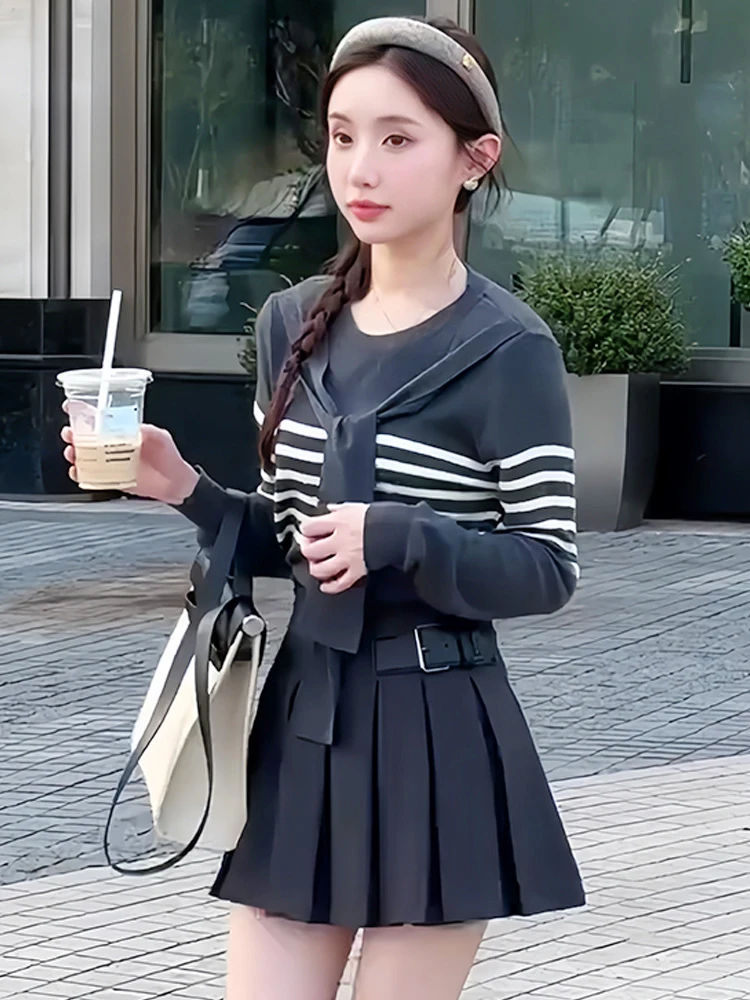 

Женская вязаная кофта с длинным рукавом и воротником-шарфом в полоску, осенняя новинка, приталенная, мягкая, средней толщины, универсальная