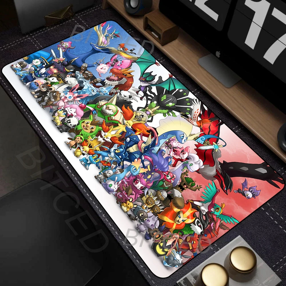 

Большой резиновый коврик для мыши, аксессуары для компьютерных игр, коврик для мыши P-Pokemon, мультяшный настольный коврик с фиксирующим краем, коврик для мыши для ПК-геймеров