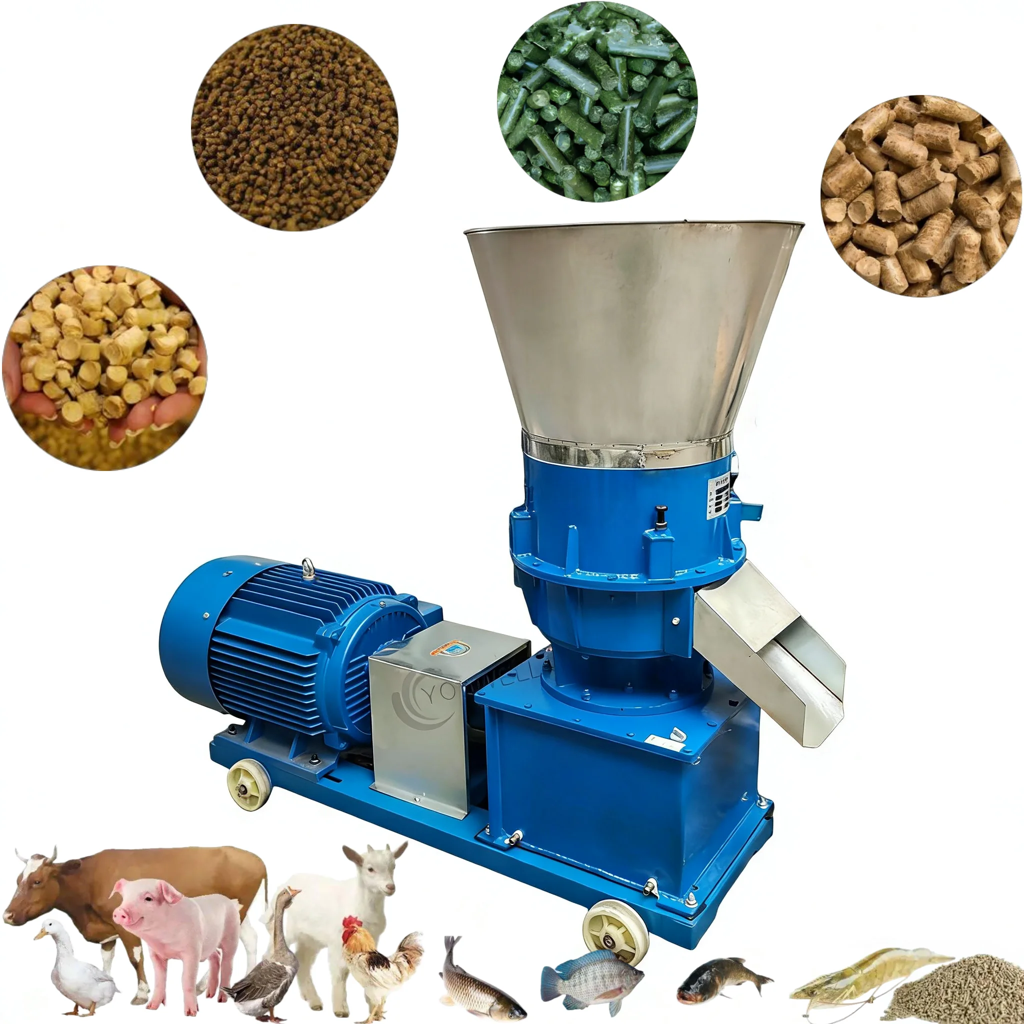 New Small Medium High Productivity 22 KW Motor Energy-Saving Automatic Feed Pellet Machine For Animal Feed Pelletizer