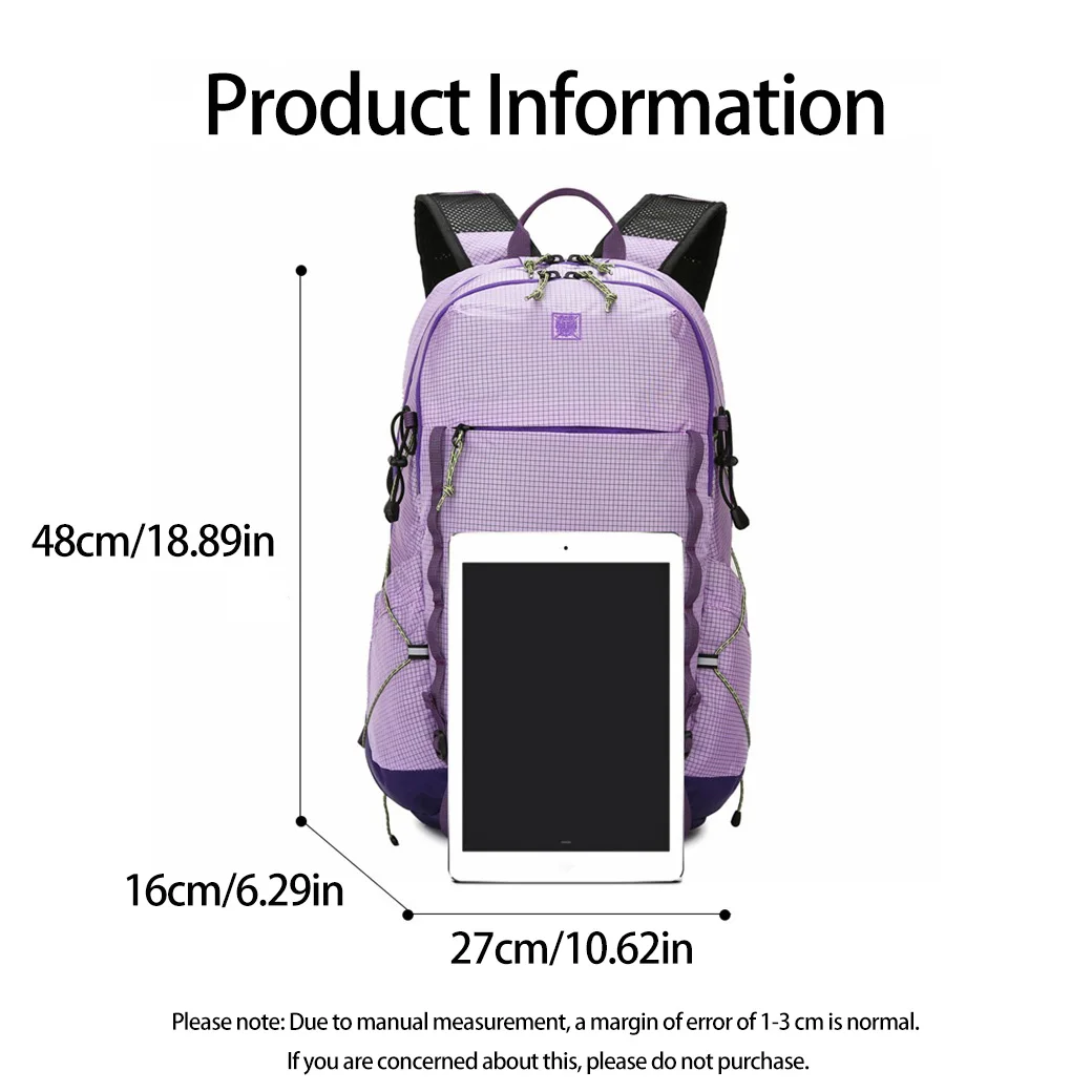 حقيبة ظهر أنيقة وخفيفة الوزن للجنسين ذات سعة كبيرة للاستخدام الخارجي، حقيبة ظهر متينة من النايلون محايدة للمشي لمسافات طويلة للجنسين للسفر #2