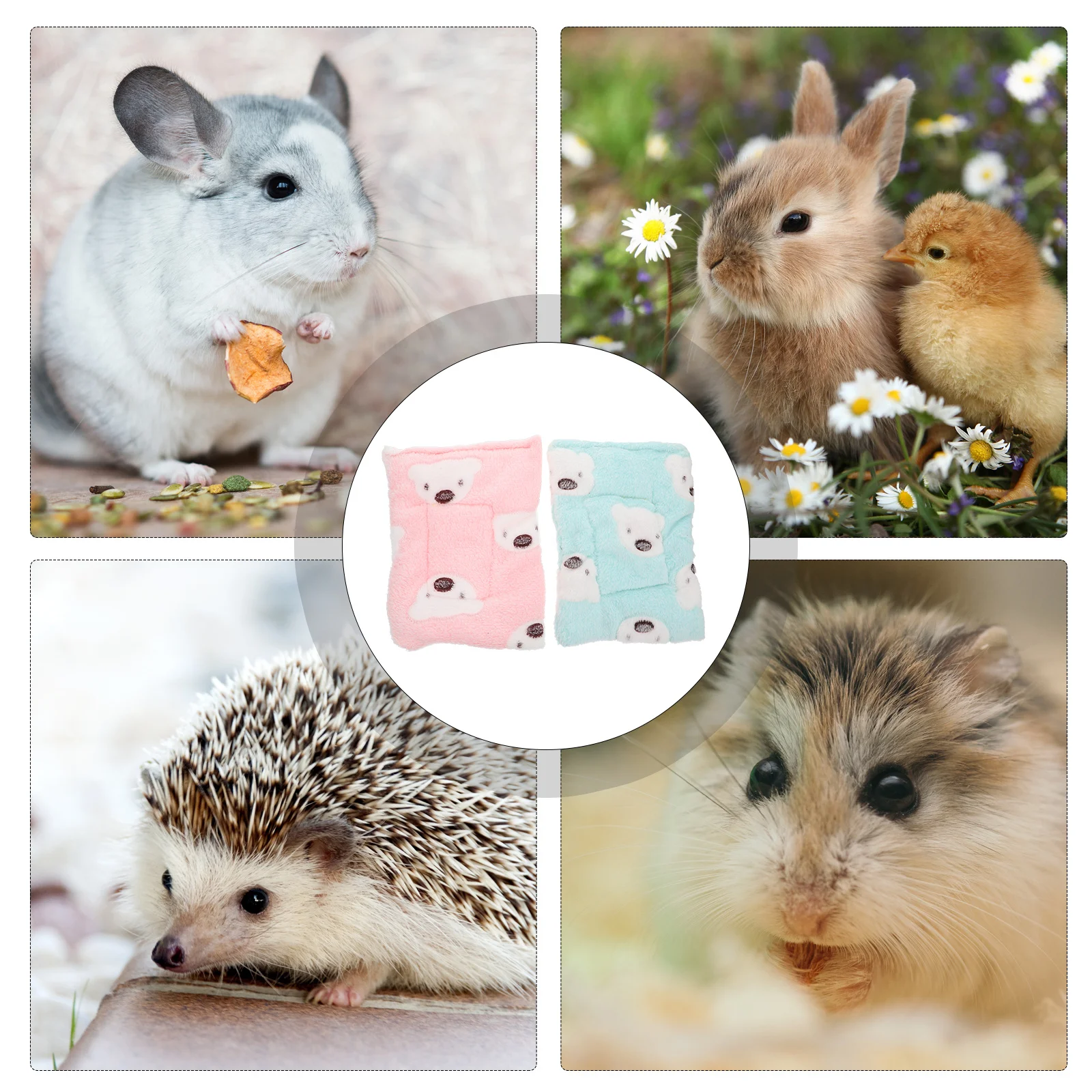 

2Pcs Small Pet Sleep Pads Comfortable Warm Mats for Hamster Rabbit Hedgehog Cage Nest Cushion Soft Winter Rest Bed