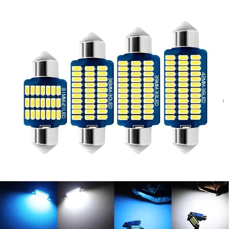 

100PCS LED Canbus Festoon 31mm/36mm/39mm/41mm 3014 12V Auto Interior Reading Lamps License Plate Lights Car Dome Signal Bulbs