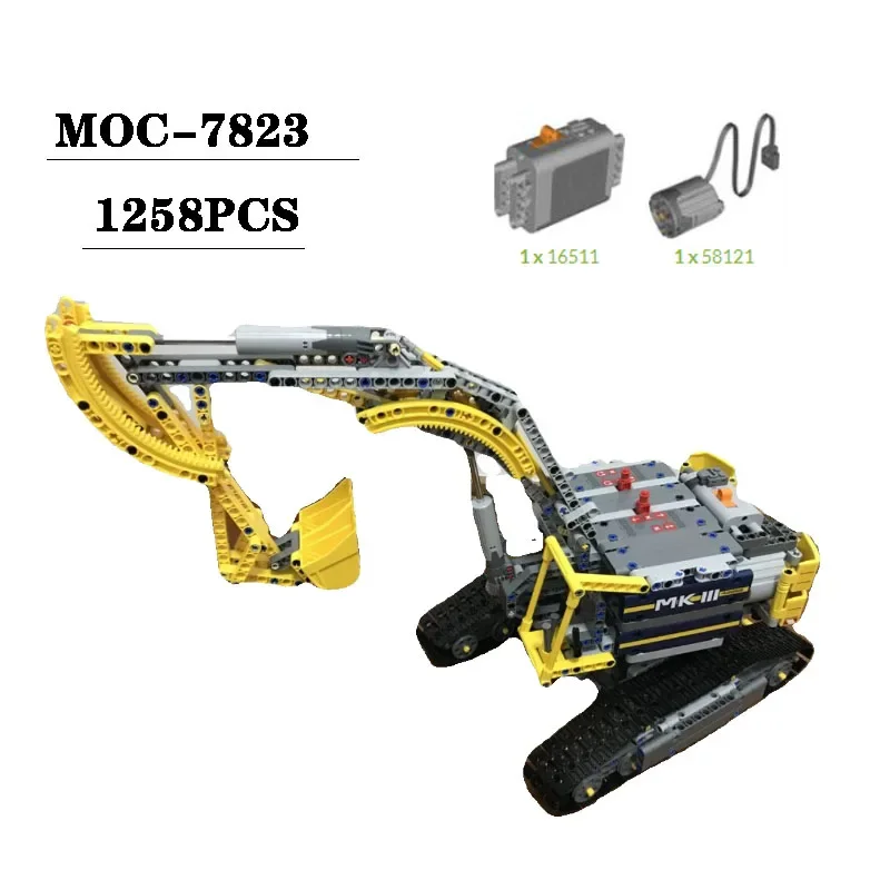 

Building Block MOC-7823 Tracked Excavator Model 1258PCS Adult Children's Puzzle Education Birthday Christmas Toy Gift Ornaments