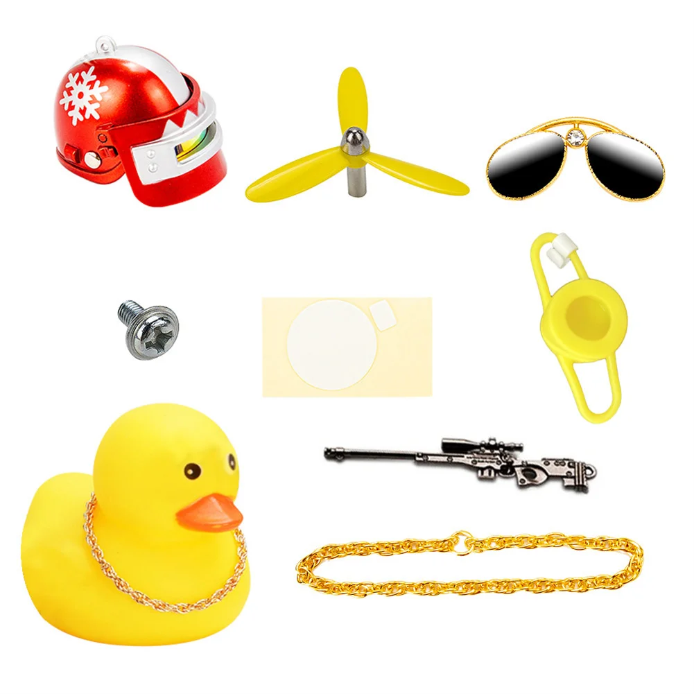 Bicycle Yellow Duck With Helmet Propeller Wind-breaking Duck Auto Interior Decoration Car Ornaments Accessories Pink Black Duck