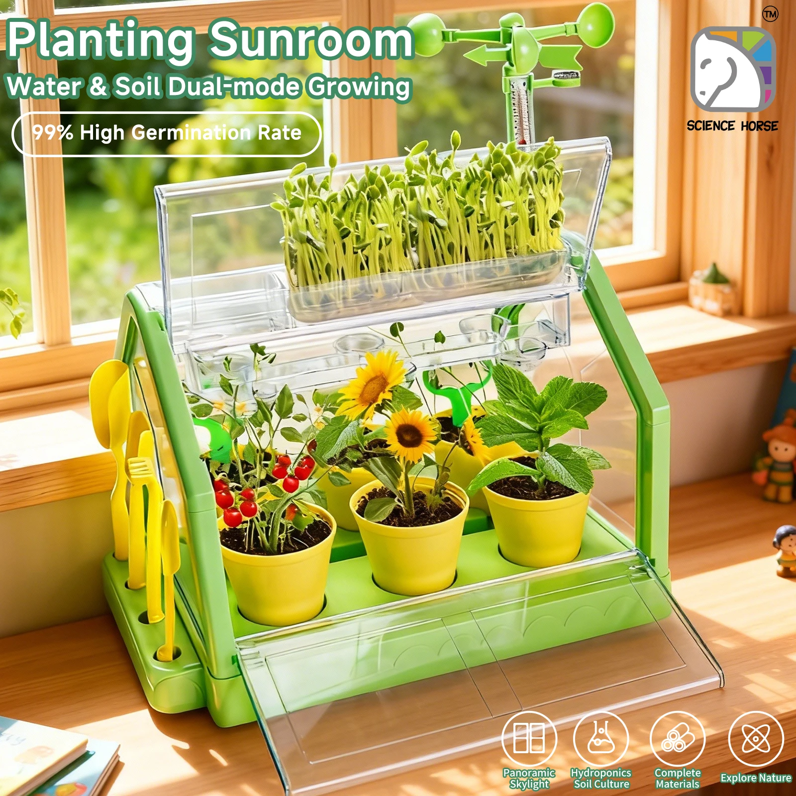 科学実験用馬型diy植物温室キット、科学実験用ポット、子供用フラワーハウス、お祭りや誕生日に最適なギフト