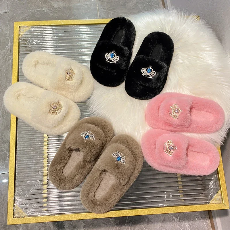 2024 new  children plush slippers home indoor warm thickened non-slip baby cute slippers kids shoes  toddler girl shoes