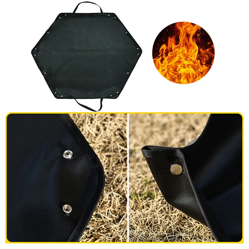 Outdoor Fireproof Pad Campfire Resistant Mat Outdoor Camping Easy Folding Easy To Move Hanging Ears Heat Resistance