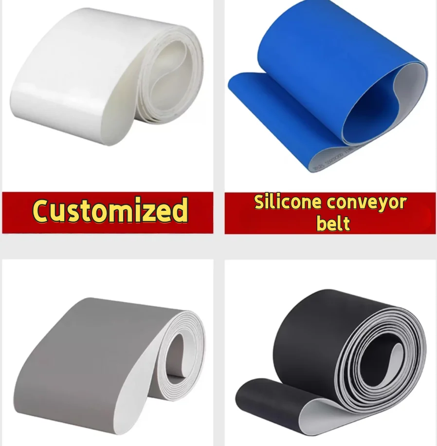Customized Heat-resistant silicone conveyor belt, food-grade, oil-resistant, corrosion-resistant, anti-sticking conveyor belt