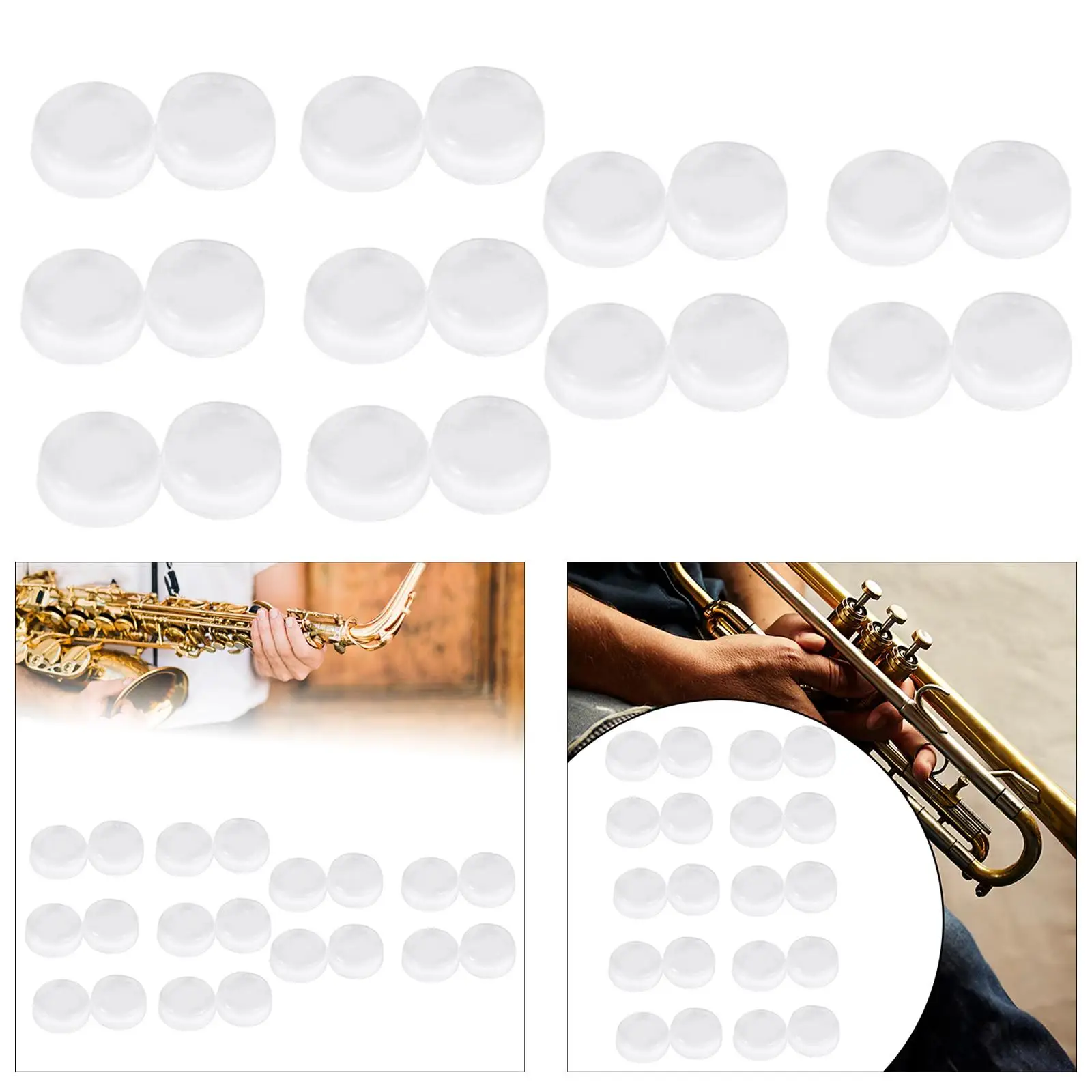 20x Trumpet Valve Pads Good Sealing Silicone 9mm for Trombone Cornet Trumpet