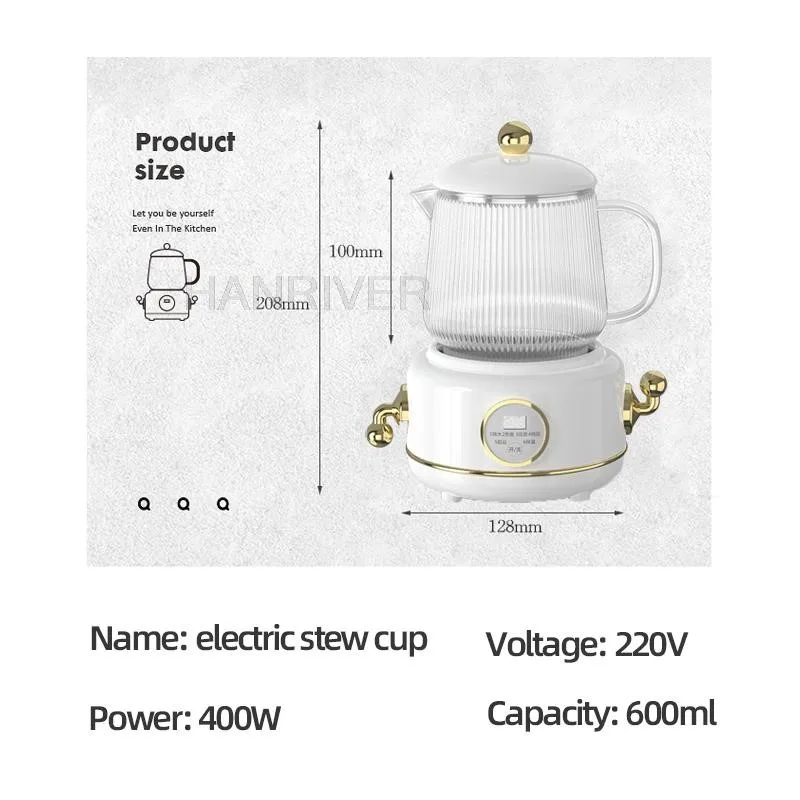 600Ml Waterkoker Draagbare Stoofpot Beker Gezondheid Behoud Pot Gekookt Water Thee Pot Verwarming Cup Mini Waterkoker Voor Kantoor thuis 220V