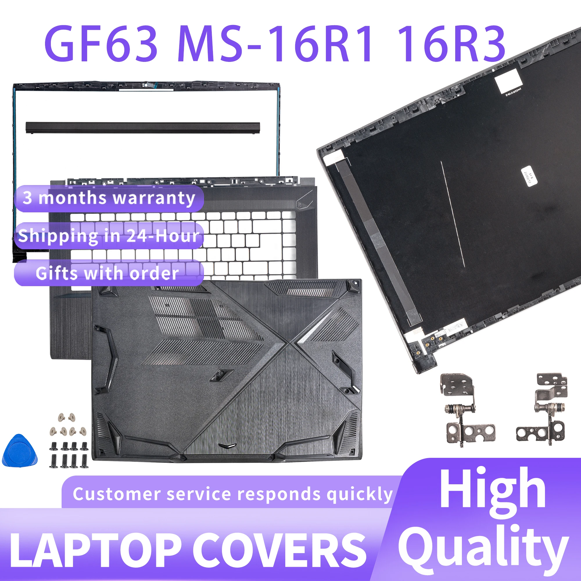 

NEW Metal Case For GF63 MS-16R1 16R3 WF65 LCD Back Cover/Front Bezel/Hinges/Hinge Cover Top Back Case Screen Back Cover
