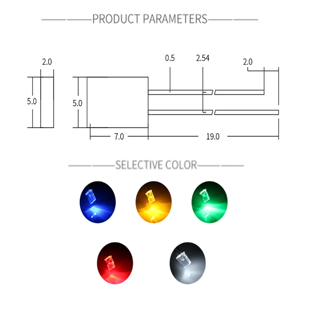 100PCS 2x5x7 Super Bright LED Diode Lights 257 Lighting Lamps Electronics Components Indicator Multicolor Light Emitting Diodes