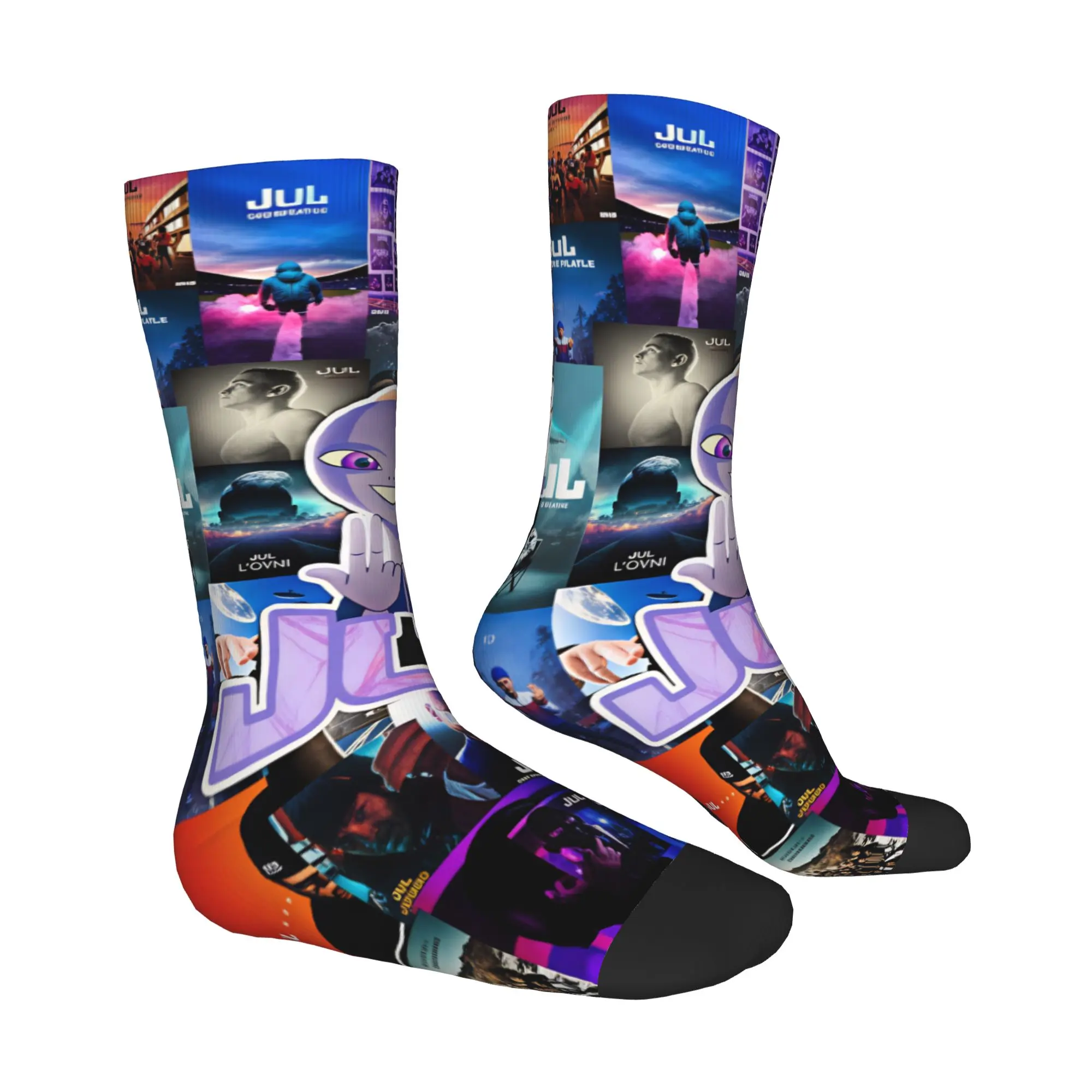 Rapper J-JuL French Popular Singer Men Women Crew Socks Unisex Funny 3D Printing  Dress Socks