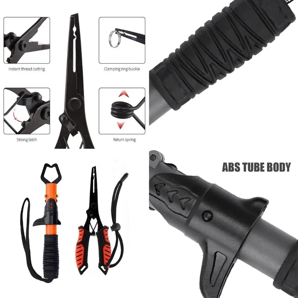 

340F Fly Fishing Tool Fish Gripper Fishing Pliers Mutifunction Line Cutter Hook Remover Fish Lip Gripper with Handle