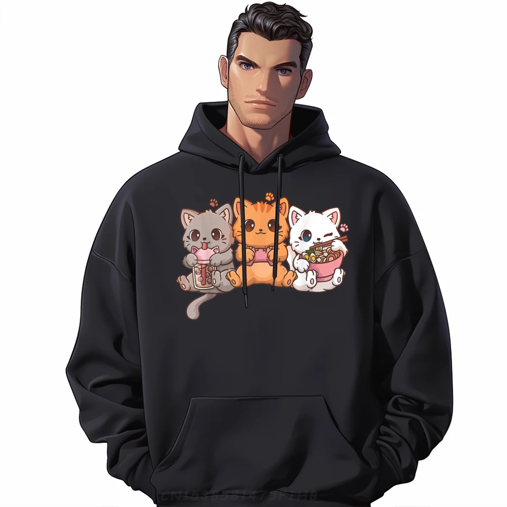 

Kawaii Gaming Gamer Cat Boba Tea Cat Bubble Tea Ramen Cats Funny Shirts Male Custom Hoodies Casual