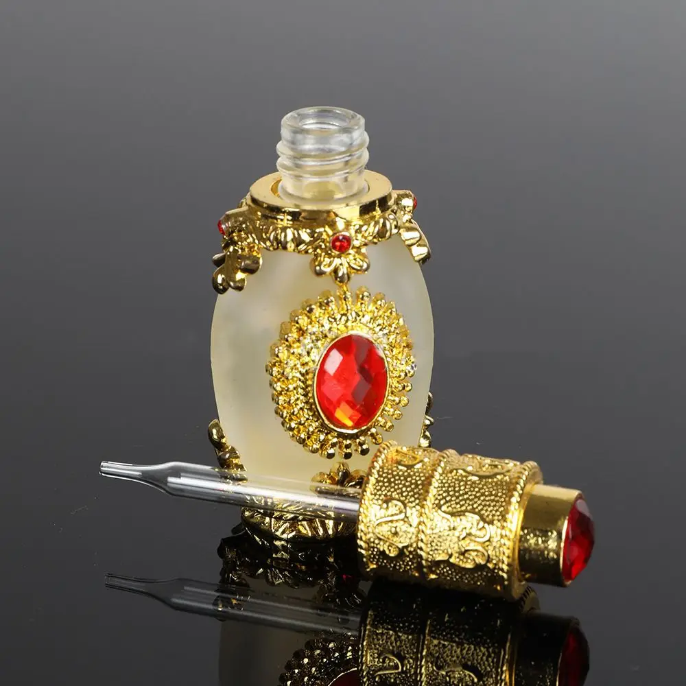 1PC Vintage Metal Perfume Bottle Arab Style Essential Oils Dropper Bottle Container Middle East Weeding Decoration Gift