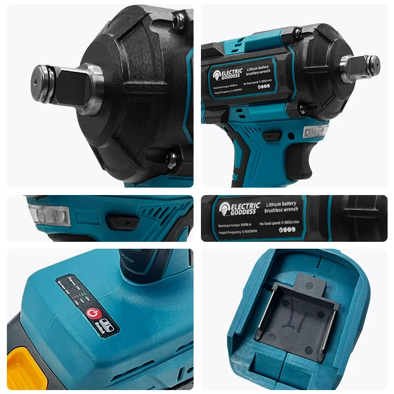 آلهة كهربائية بدون فرش 650N.m عزم الدوران مفتاح ربط كهربائي لاسلكي متعدد الوظائف لإصلاح السيارات لبطارية ماكيتا 18 فولت دبوس #5