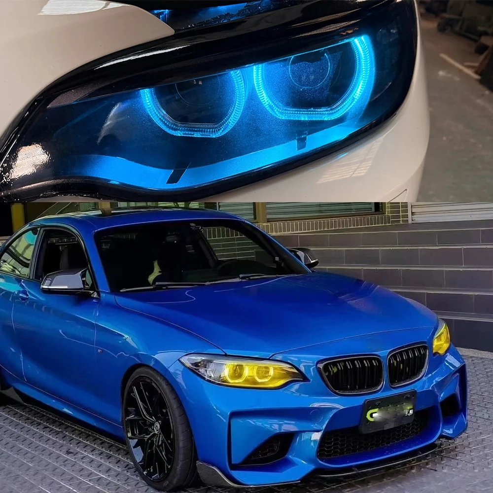 노란색 DRL 천사 눈 2014-2017 BMW 2 시리즈 M2 F87 F22 F23 크세논 헤드 라이트 주간 러닝 라이트 블루 레드 7388923 7388924