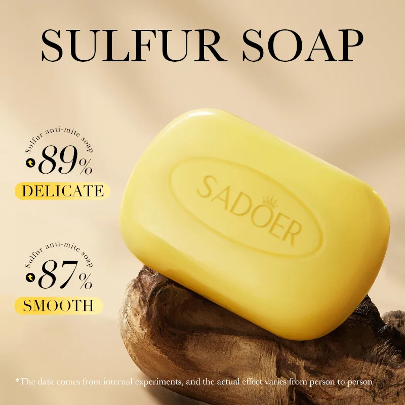 1Box Sulfur Anti Mite Soap Cleansing the Body Handmade Soap Turmeric Acid Kojico Foam Moisturize Control Oil And Prevent Dry