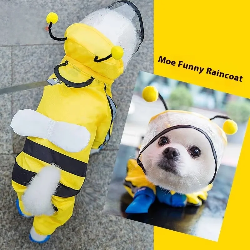 

Puppy Dog Raincoat Four-legged Waterproof All-inclusive Teddy Pet Rainy Day Clothes Small and Medium Dogs