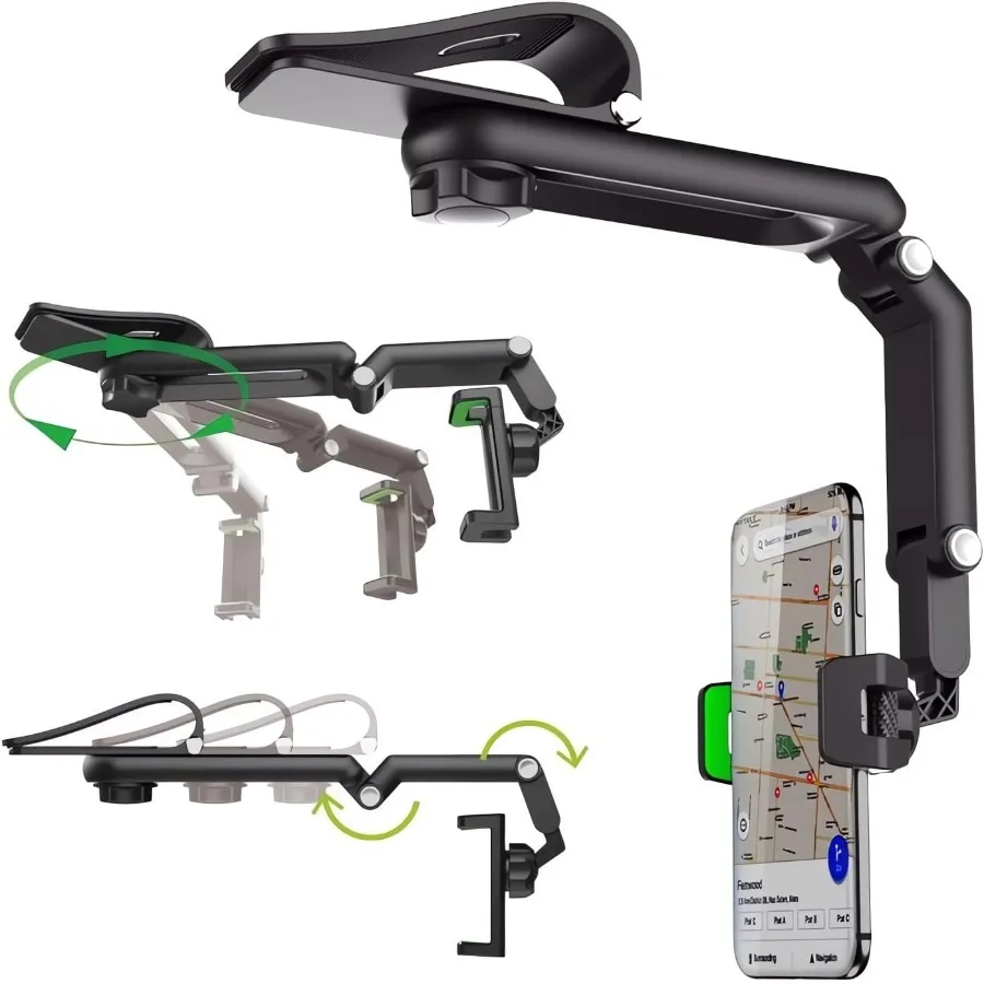 

Вращающийся и выдвижной автомобильный держатель для телефона 1080, многофункциональный солнцезащитный козырек, универсальный вращающийся на 360° держатель для мобильного телефона Mobil