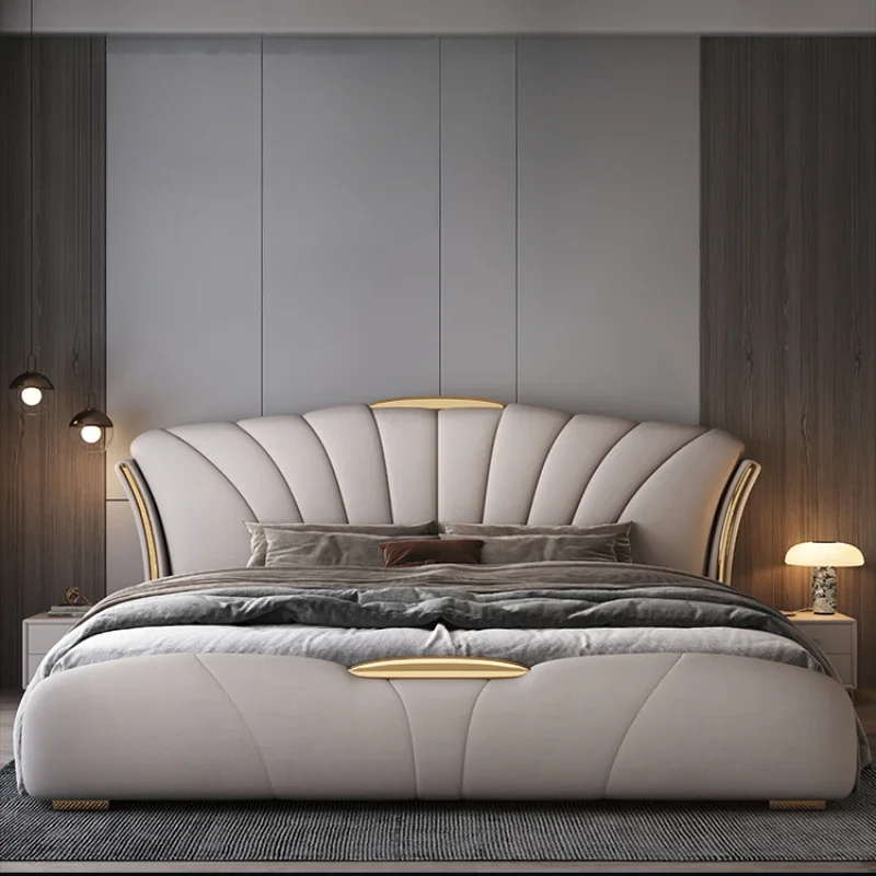 

Elegant King Size Double Bed House Modern Luxury Leather Comferter Bed Villa Wedding Camas Matrimonial Furniture Home