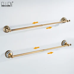 Bronze Brass Antique Towel Bar,Adjustable Towel Holder Rod Brass Bathroom Accessories Expandable 16 to 27Inch Vintage ELF24SS