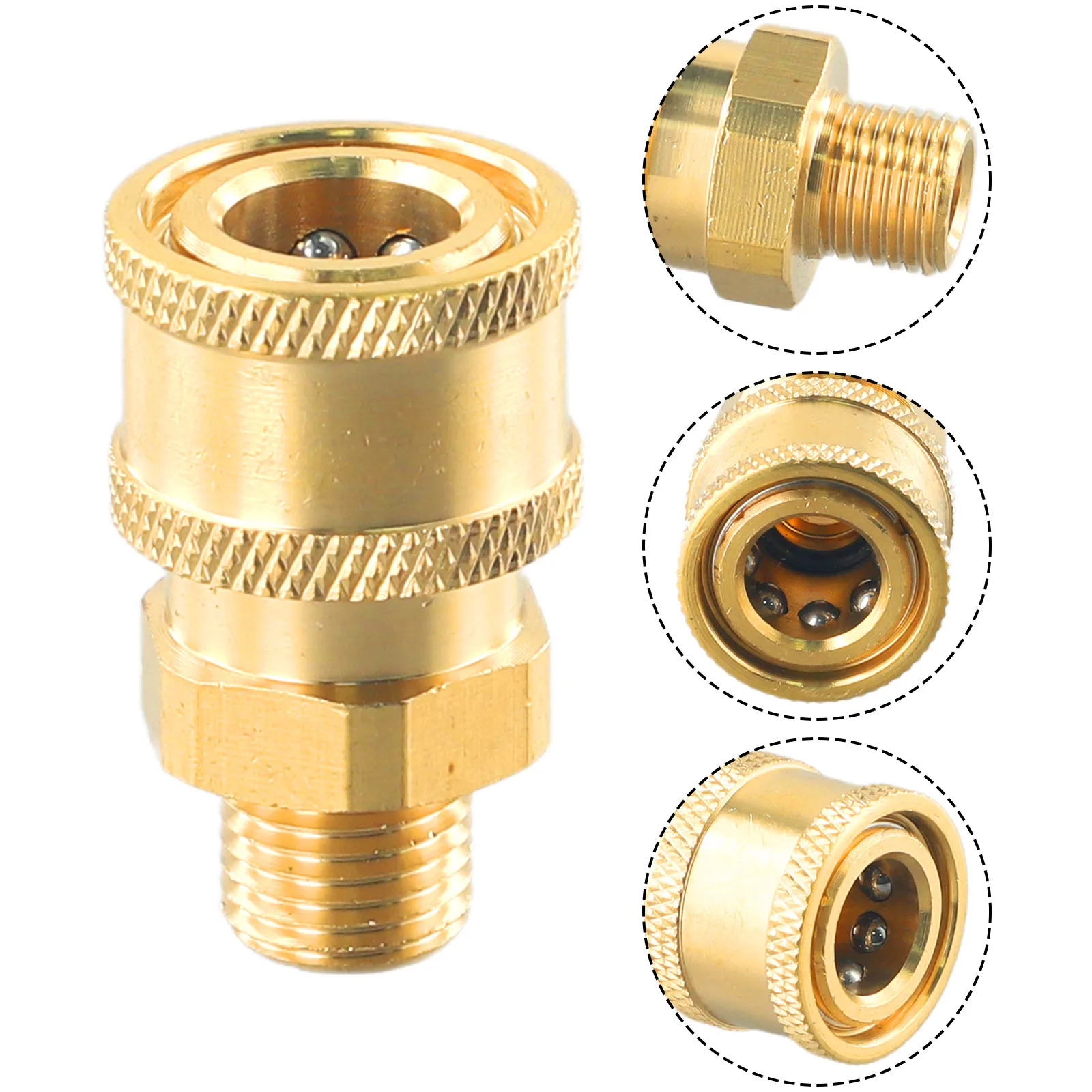 Quick Connect Pressure Washer Accessories Brass Equipment Joint Quick-plug Spray Tough 5000 PSI M22 To 1/4 Male