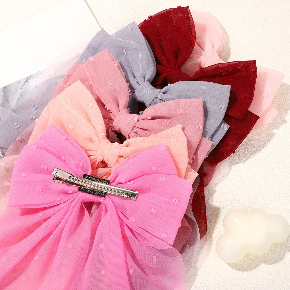 8Colors Elegant Bow Ribbon Hair Clip Women  Solid Satin Spring Clip Ponytail Bow Fashion Simple Hairpin Girls Hair Accessories
