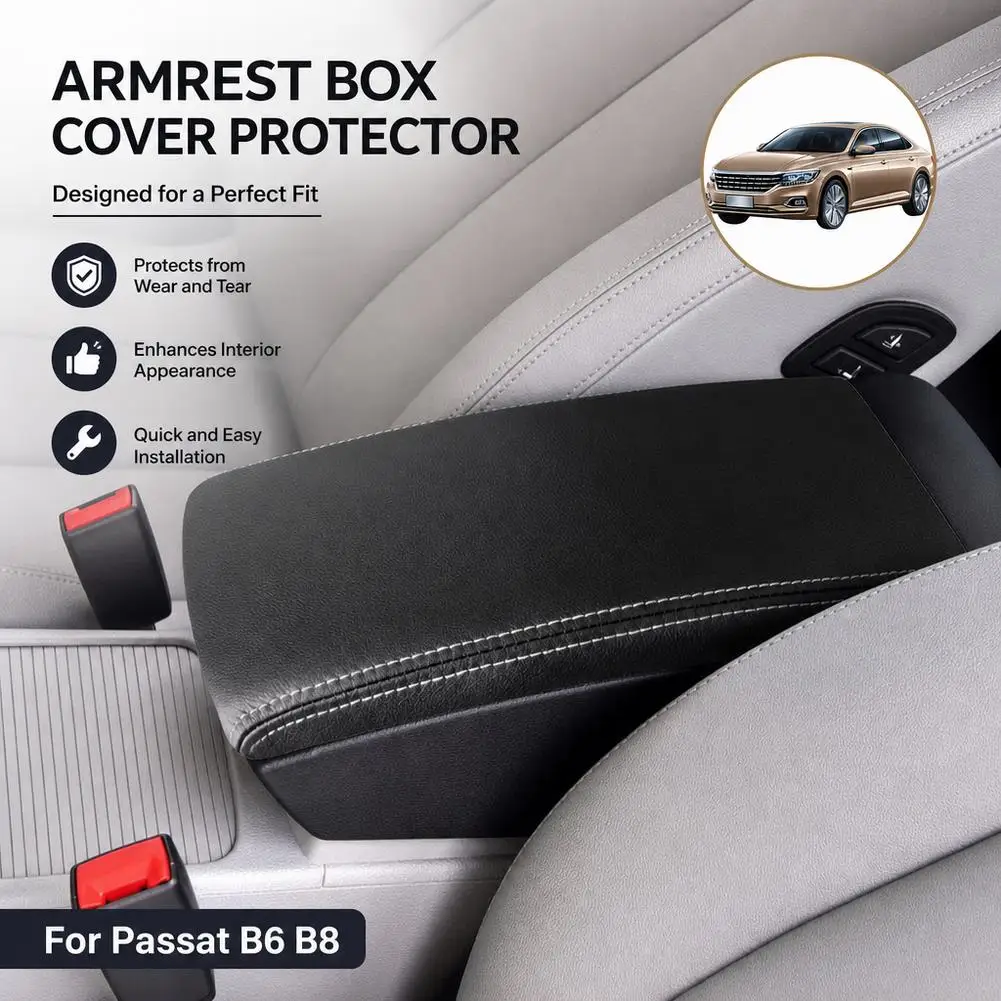 For Passat B6 B8 Handrail Box Cover Hand Rail Box Cover Special Protective Leather Cover Tight Strap Armrest Box Protect Cover