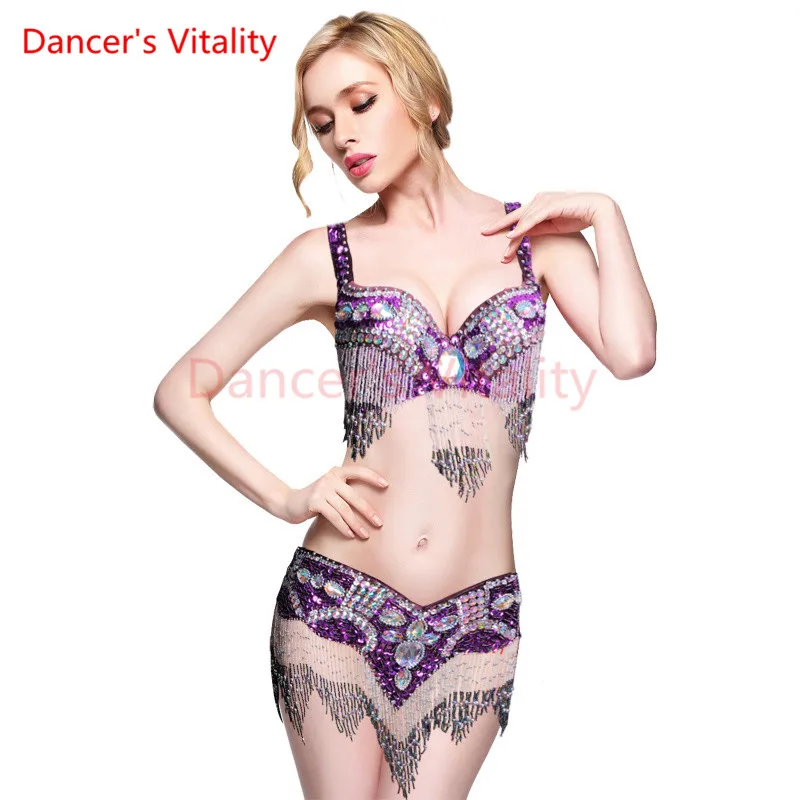 

New Women's belly dance set costume belly dancing clothes Sexy Night dance bellydance Carnival Tops Chain BRA Belt