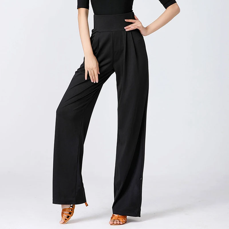 سراويل الرقص اللاتينية الصيف رقيقة مرنة عادية طويلة فضفاضة بنطلون المرأة ممارسة سومبا رومبا قاعة الرقص زي الرقص الحديث