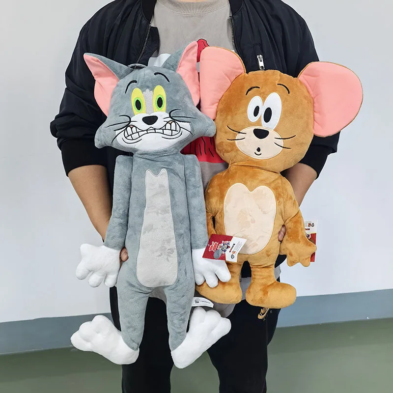 New 50/60cm Flat Tom and Jerry Stuffed Animal Toy Plush Doll Cute Squashed Pillow Quirky Ugly Cute Doll