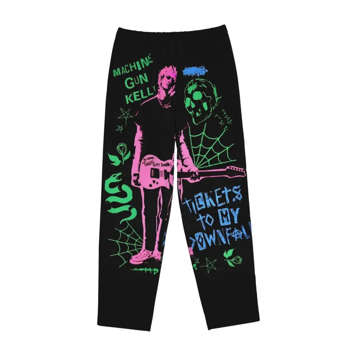 مخصص مغني الراب MGK M-Machine Gun K-Kelly بنطلون بيجاما ملابس خاصة المرأة حزام مطاط صالة النوم قيعان مع جيوب