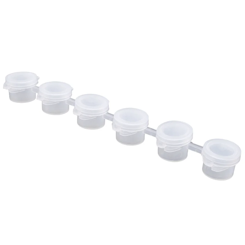 

80 Strips 480 Pots Empty Paint Pots Strips Mini Clear Storage Containers And 80 Pcs Paint Brushes Painting Arts Crafts