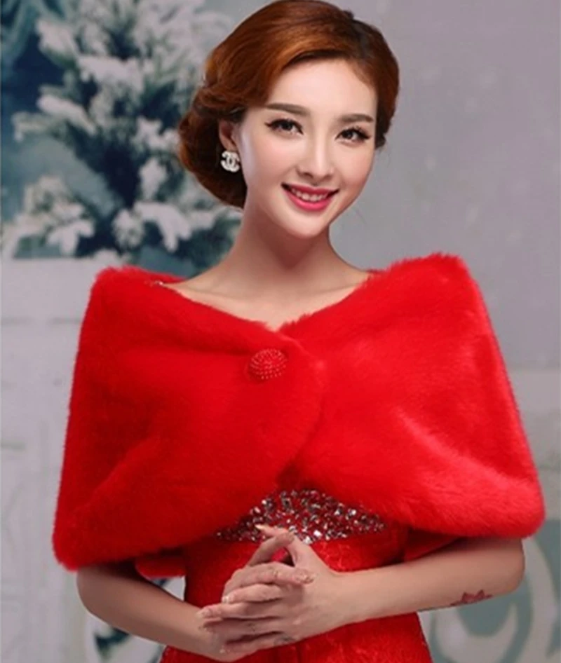 Hot New Wedding Bolero Outerwear Accessories Urged Wrap Bride Formal Winter Cape Bride Fur Shawl Wedding Jackets Wrap