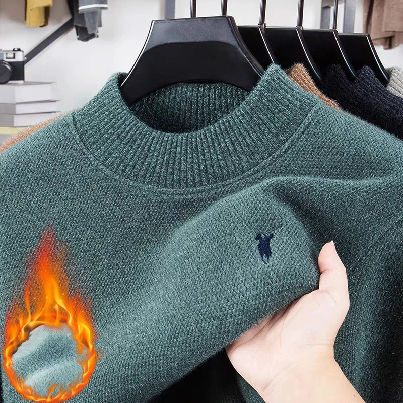 

Высококлассный дизайнерский новый мужской модный бренд с круглым вырезом Paul Pony роскошный зимний плюшевый толстый теплый вязаный пуловер с вышивкой