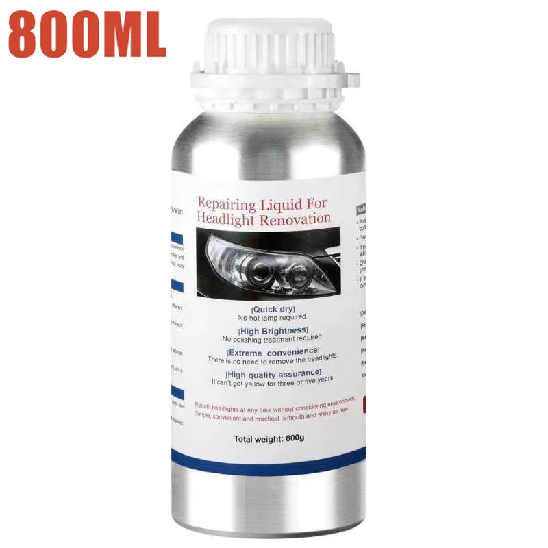 Farol do carro polimento líquido polímero, Produtos químicos do farol do carro, Polonês Restauração Fluido, Evaporador Lâmpadas Regeneração, 800ml