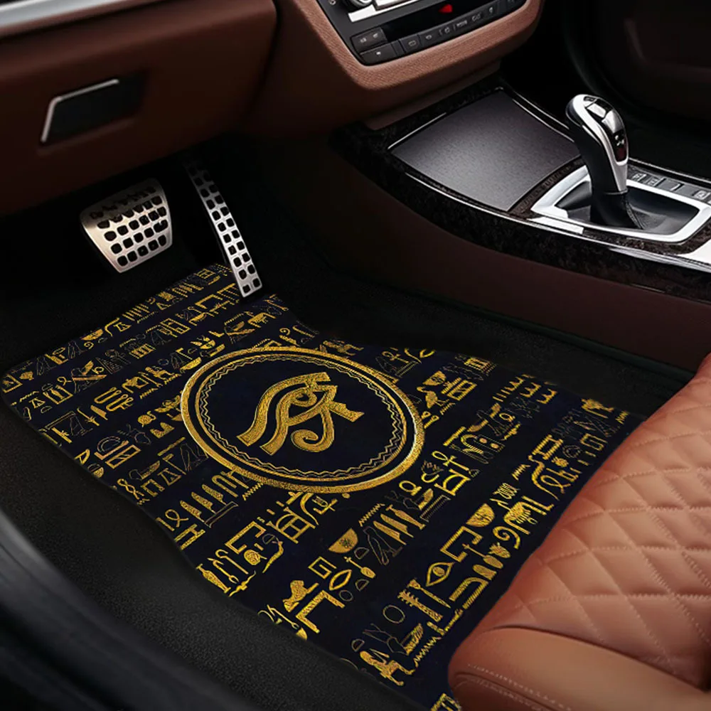 1pc/2pcs/4pcs Art Retro Ancient Egyptian Cultural Rune The Eye Of Horus Car Carpet Car Front And Rear Seat Mats, Car Interior Di