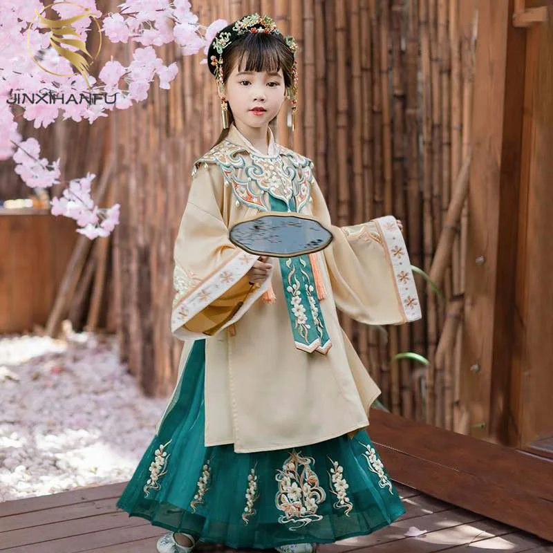 JINXI HANFU Original Design Kids Hanfu Girl Luxury Of Ancient TV Series Art Photography Stage Show Fairy Clothing Children