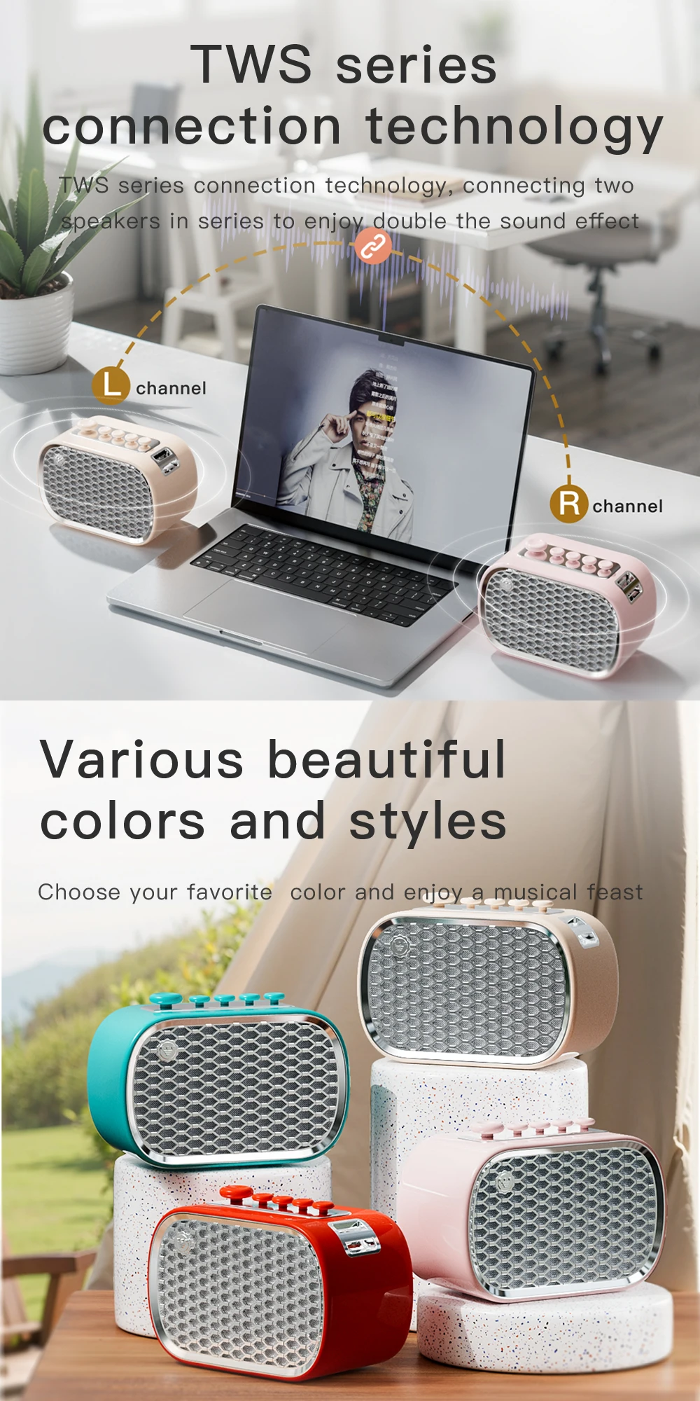 Rechargeable Bluetooth White Noise Sleep Machine- Portable Bedside Speaker for Deep Sleep & Relaxation