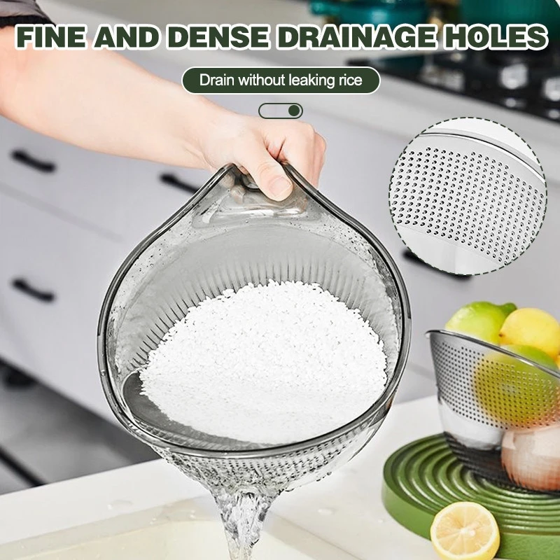 1PCS Multifunktionale Reis Rinser Schüssel Abtropffläche Scoop Wasser Filter Tasse Kunststoff Material Für Waschen Obst Gemüse Ablassen