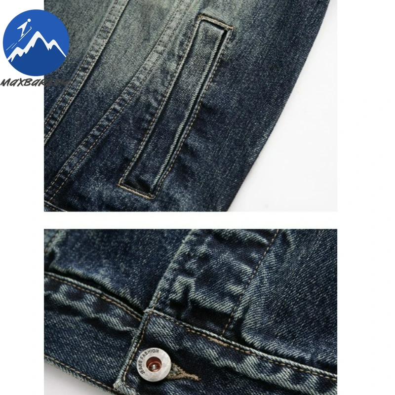 Maxbarley Denim Jacket Men American Street Spring Autumn Trendy Gradient Jackets Premium Man Motorcycle Casual Trend Garment