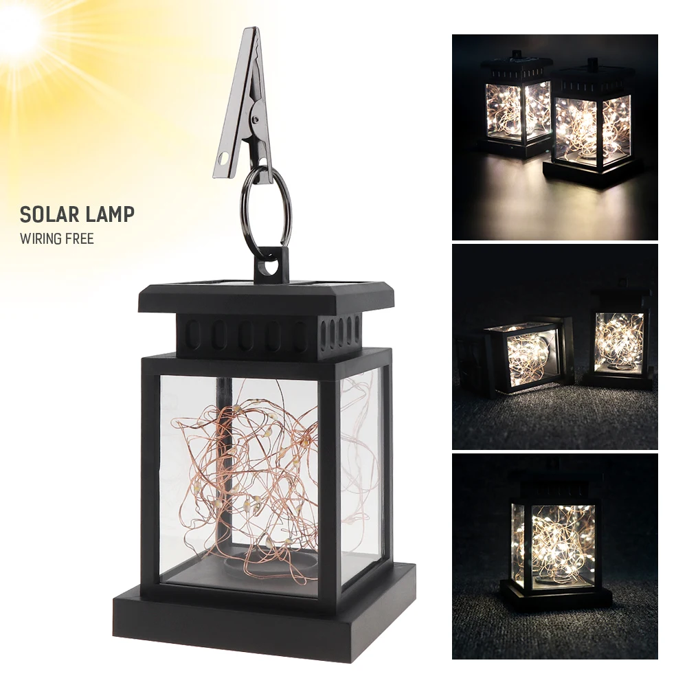 Luz Solar de jardín para exteriores, candelabro de estilo linterna de Palacio, decoración de patio, lámpara colgante impermeable, árbol y estrella