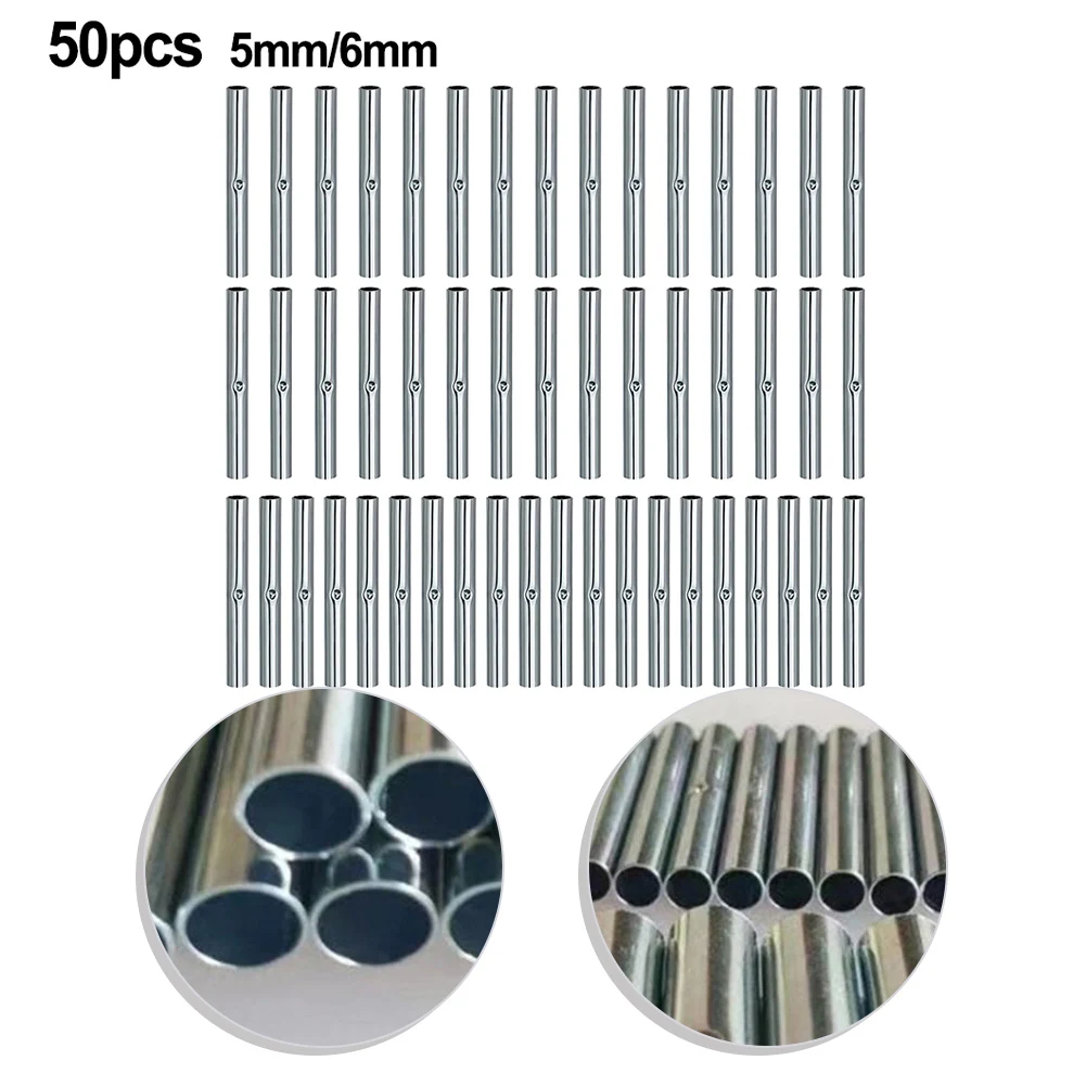 50pcs 5mm/6mm Tent Pole Connector Multi-purpose Camping Tent Awnings Fiberglass Pole Connector Tubes Replacement Joint Tools