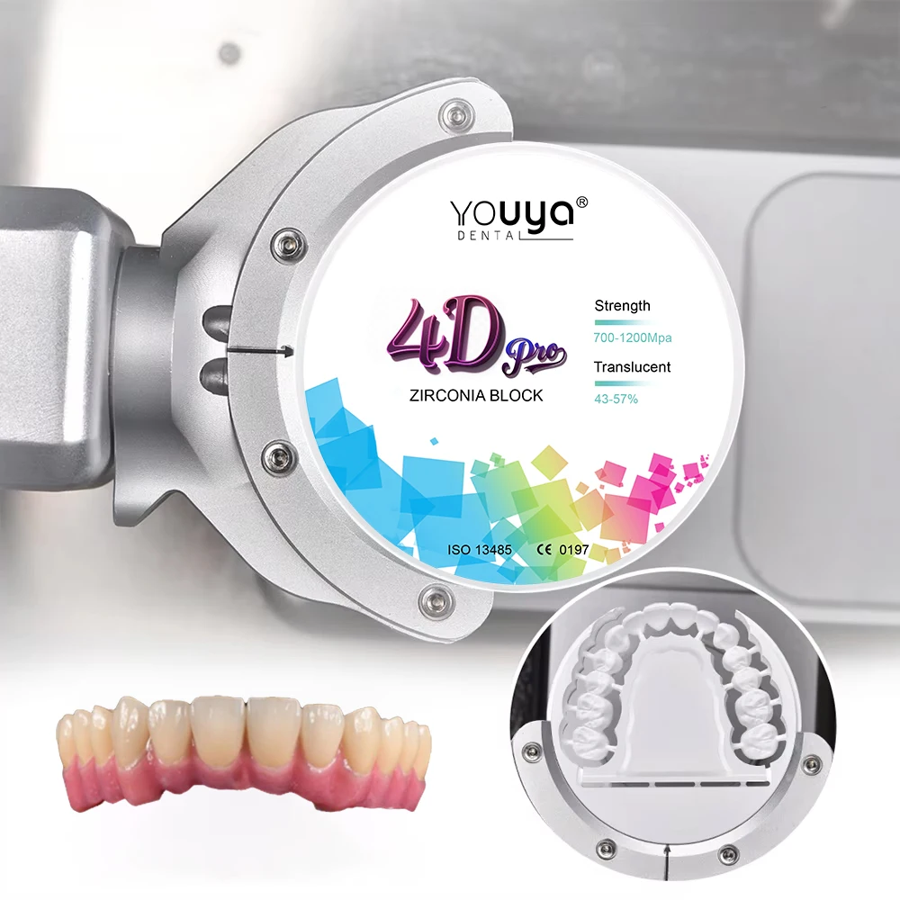 YOUYA DENTAL Zirconia Blocks Multilayer 4D Pro Zirconia Disc Disk 98mm Open System For CAD CAM Dentistry Lab Technician Material